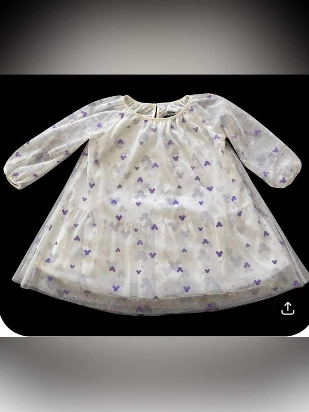 Disney Ivory Tulle Dress with Purple Mickey Mouse Print. Like new. Size 3T
